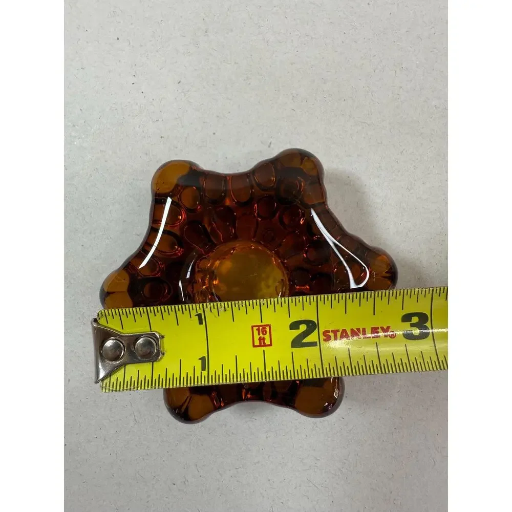 Amber Glass Star Votives Set of 4 Rustic Wedding Centerpiece Candle Holders